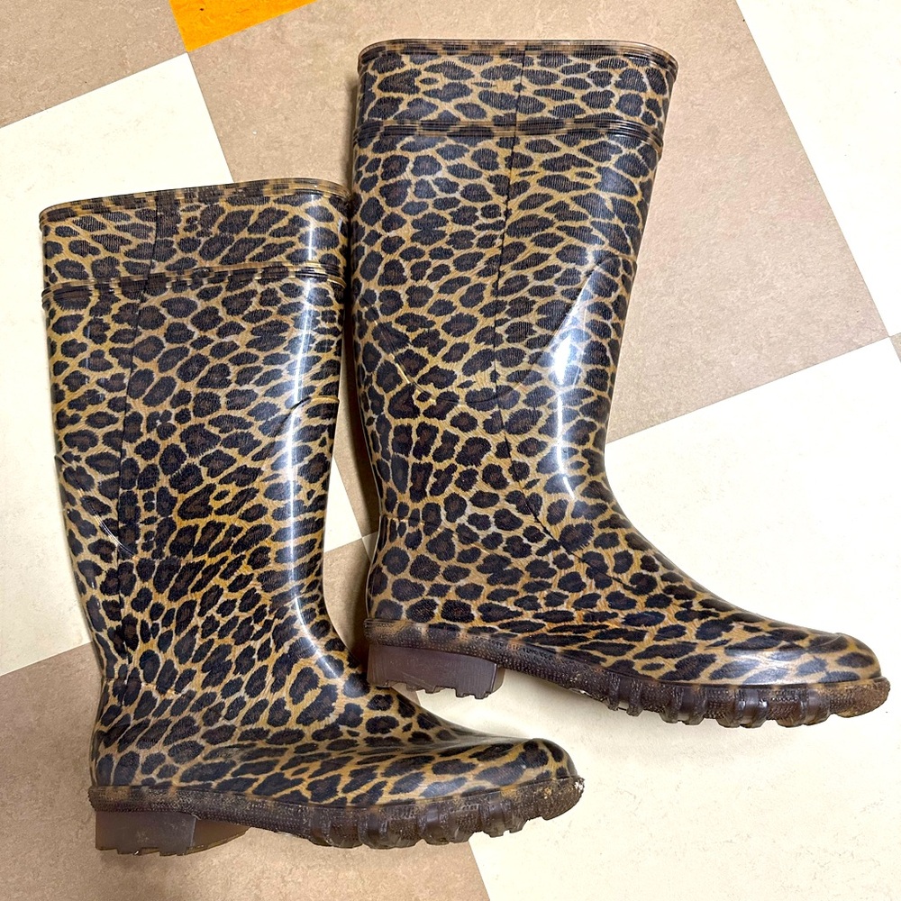 Leopard Print Women's Rain Boots